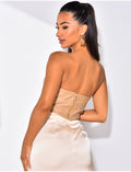 Crop-top effet corset en simili