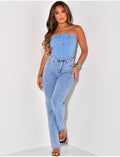 Crop-top en jeans bustier