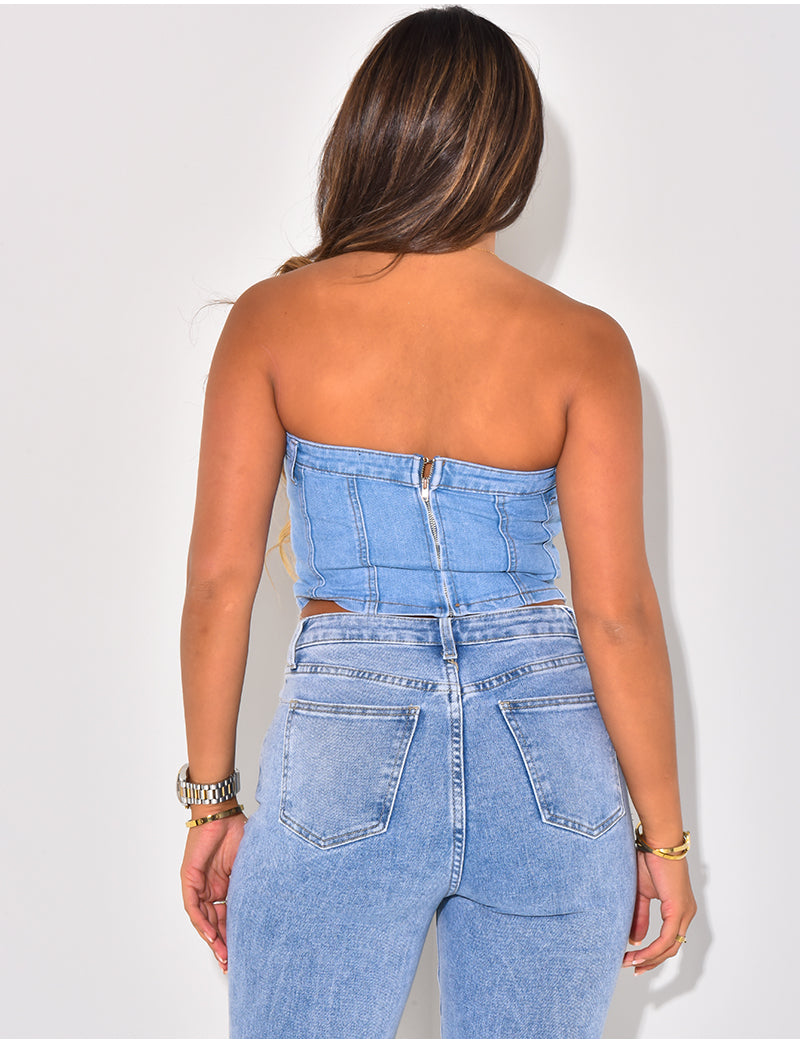 Crop-top en jeans bustier