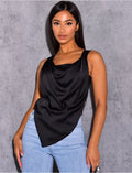 Crop-top en satin fluide