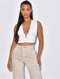 Crop-top froncé décolleté