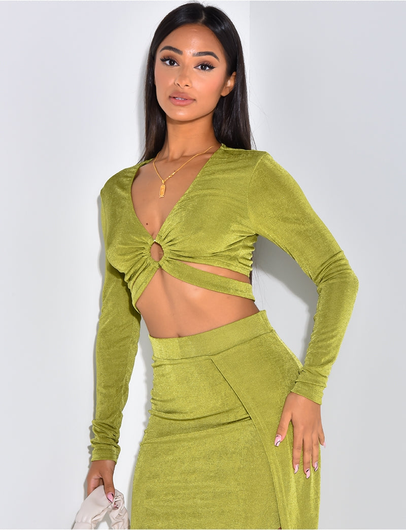 Crop-top fluide à anneaux