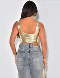 Crop top style corset métallisé