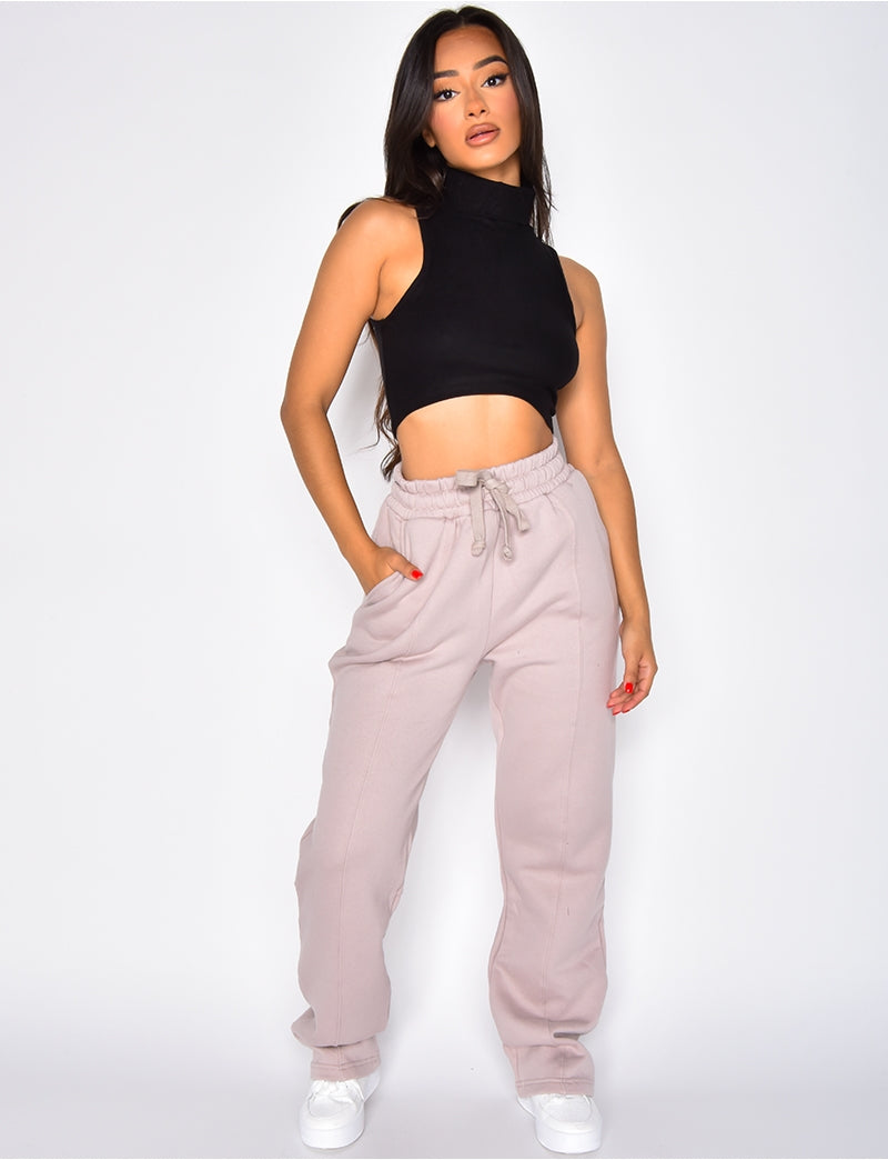 Crop-top sans manches col roulé