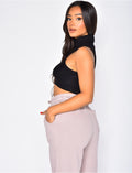 Crop-top sans manches col roulé