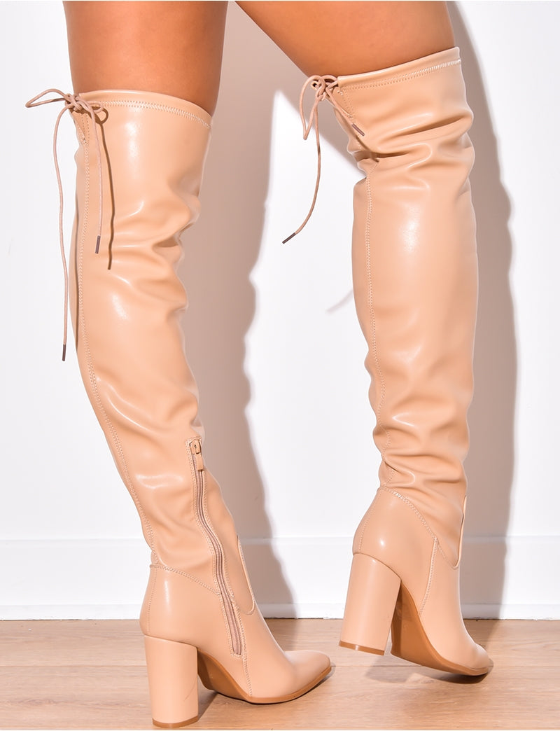 Cuissardes à talons en simili cuir