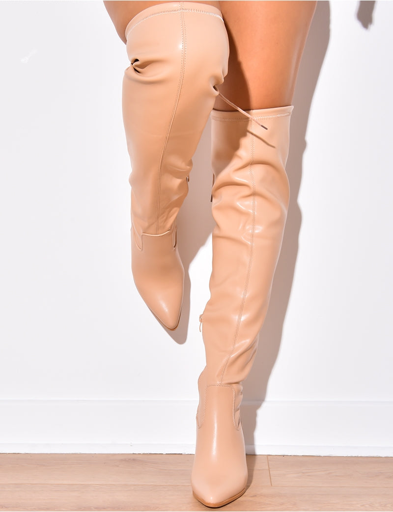 Cuissardes à talons en simili cuir