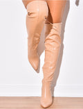 Cuissardes à talons en simili cuir