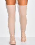 Cuissardes bi-matière chaussettes à semelles crantées
