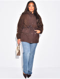 Doudoune style parka en tissu peau de mouton