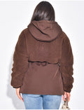 Doudoune style parka en tissu peau de mouton