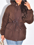 Doudoune style parka en tissu peau de mouton