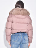 Doudoune courte style bombers matelassé à fourrure