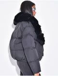 Doudoune courte style bombers matelassé à fourrure