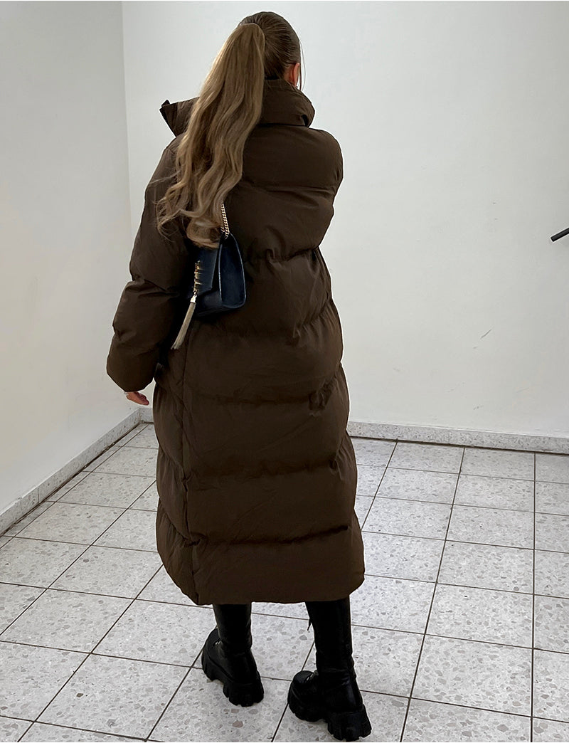 Doudoune longue matelassée à poches