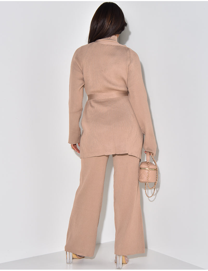 Ensemble 3 pièces gilet, pull & pantalon côtelé
