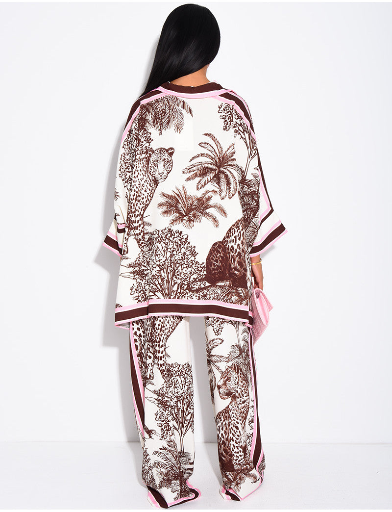 Ensemble chemise et pantalon fluide à motif style foulard