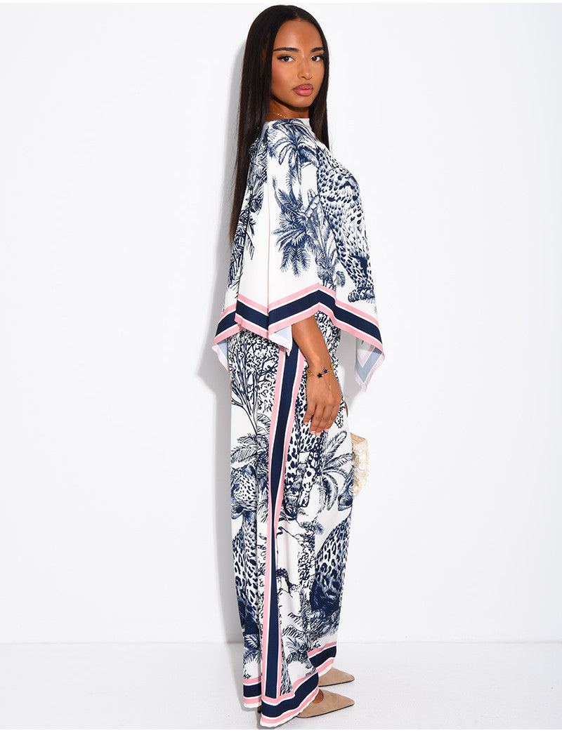 Ensemble top et pantalon fluide à motif style foulard