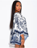 Ensemble top et short en satin à motif style foulard