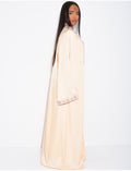 Ensemble en satin premium robe et kimono à bordures brodées