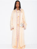 Ensemble en satin premium robe et kimono à bordures brodées