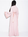 Ensemble premium robe sans manche et kimono à cristaux et bordures en tissu brocard