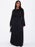 Ensemble en satin à nouer robe sans manche et kimono à strass