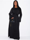 Ensemble en satin à nouer robe sans manche et kimono à strass