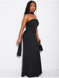 Robe longue en voile à pois et châle assorti