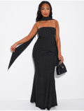 Robe longue en voile à pois et châle assorti