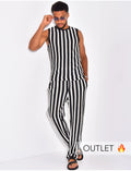 Ensemble ajouré pantalon et t-shirt sans manches à rayures