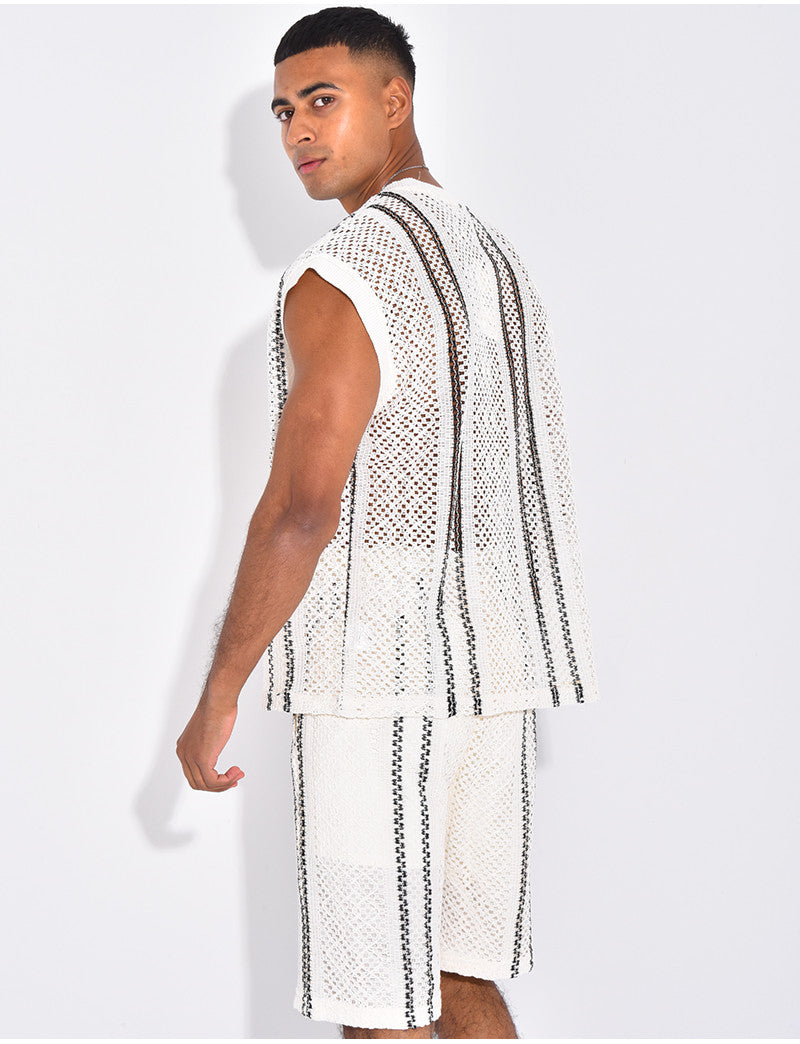 Ensemble rayé short et t-shirt sans manches