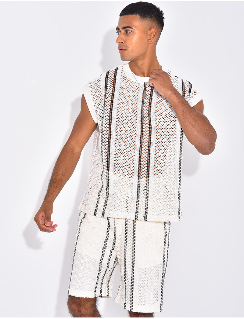 Ensemble rayé short et t-shirt sans manches