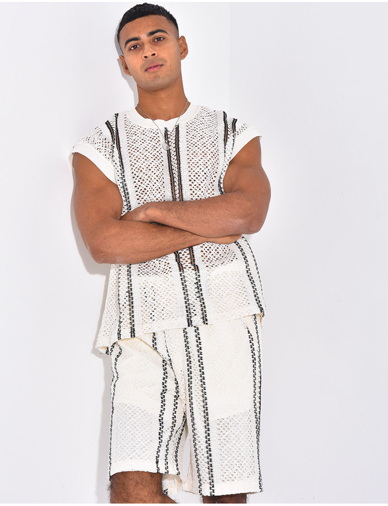 Ensemble rayé short et t-shirt sans manches