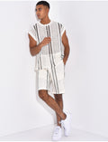 Ensemble rayé short et t-shirt sans manches