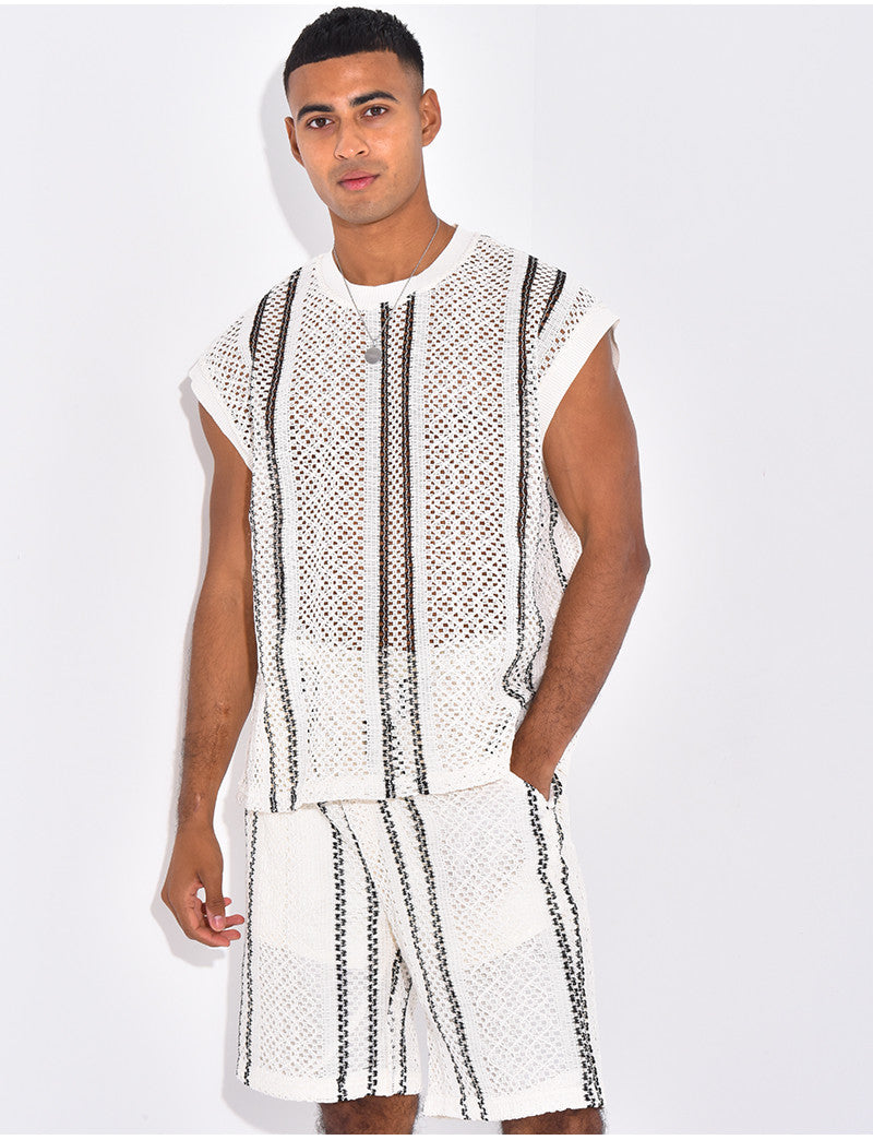 Ensemble rayé short et t-shirt sans manches