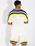 Ensemble ajouré short et chemise à bouton perle et trèfle