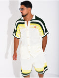 Ensemble ajouré short et chemise à bouton perle et trèfle