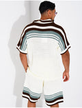 Ensemble ajouré short et chemise à bouton perle et trèfle
