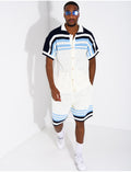 Ensemble ajouré short et chemise à boutons perle