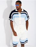 Ensemble ajouré short et chemise à boutons perle