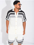Ensemble ajouré short et chemise à boutons perle