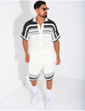 Ensemble ajouré short et chemise à boutons perle