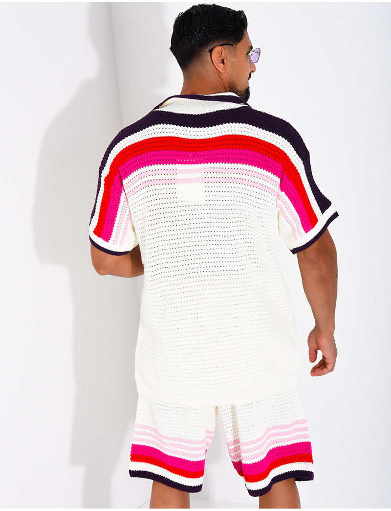 Ensemble ajouré short et chemise à motif trèfle