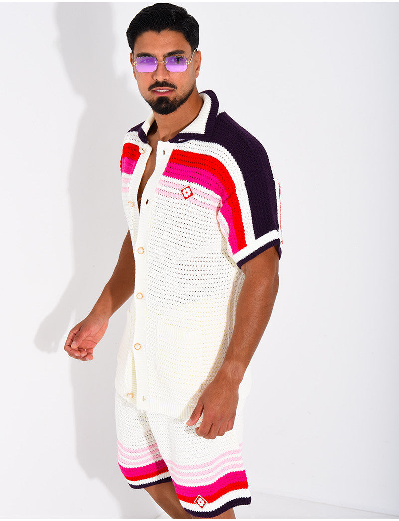 Ensemble ajouré short et chemise à motif trèfle