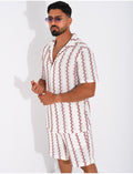 Ensemble ajouré short et chemise à rayures