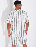 Ensemble ajouré short et chemise à rayures
