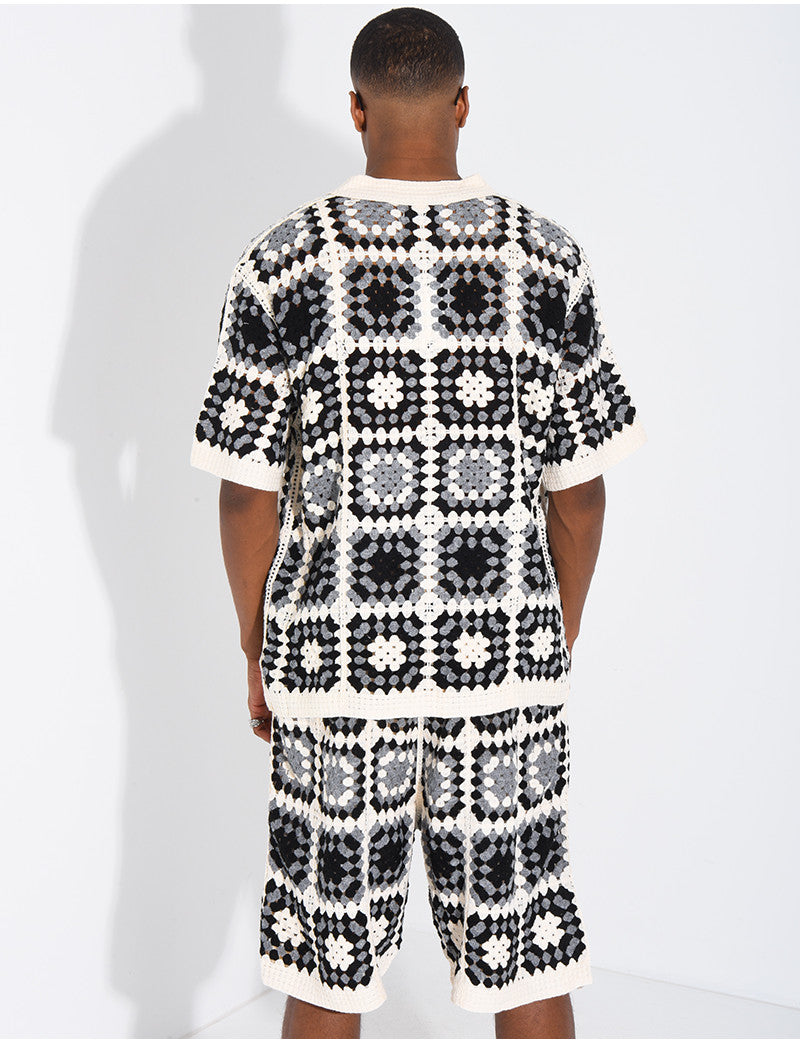 Ensemble ajouré short et chemise manches courtes