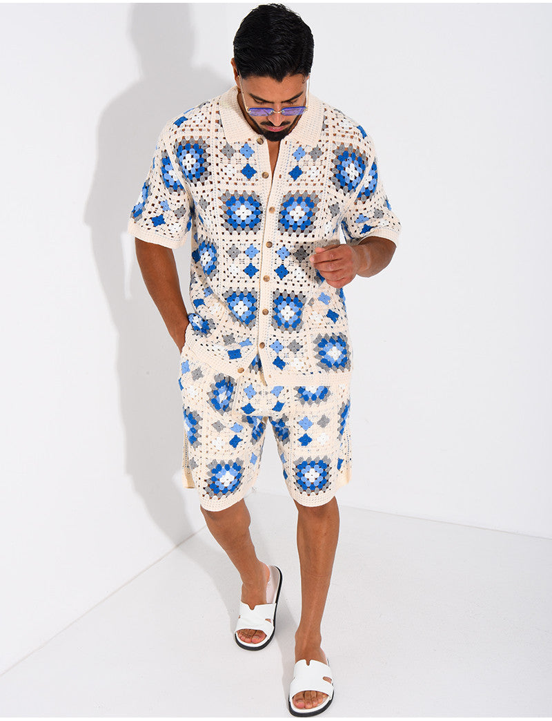 Ensemble ajouré short et chemise