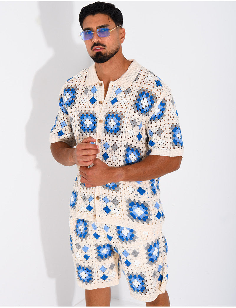 Ensemble ajouré short et chemise